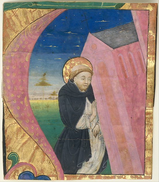 Manuscript Illumination with Saint Dominic Saving the Church of Saint John Lateran in an Initial A, from a Gradual by an unrecorded maker, The Metropolitan Museum of Art