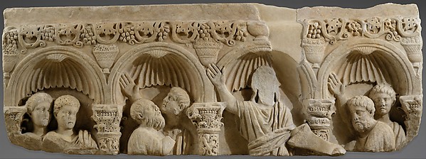 Fragment of a Marble Tomb Relief with Christ Giving the Law by Anonymous