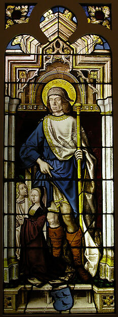 Stained Glass Panel with Saint Roch, the van Merle Family Arms and a Donor, 16th century