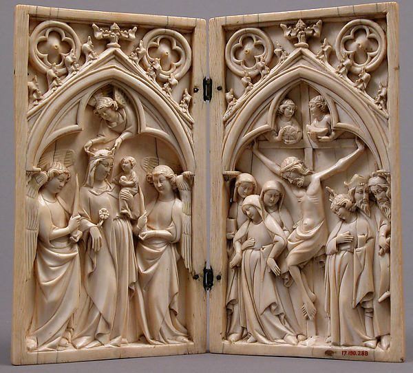 Diptych with the Coronation of the Virgin and the Crucifixion by an unrecorded maker, The Metropolitan Museum of Art