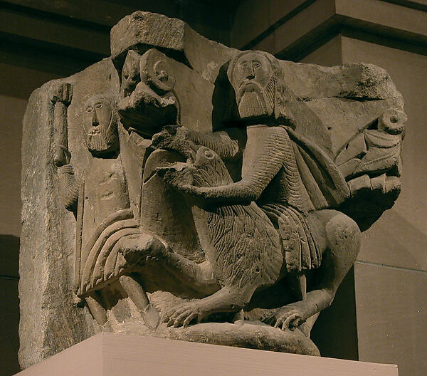 Capital with Samson and an Attendant Fighting a Lion by an unrecorded maker, The Metropolitan Museum of Art