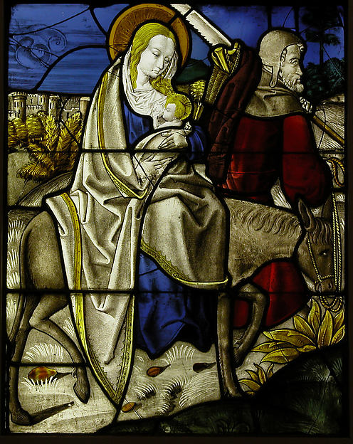 Stained Glass Panel with the Flight into Egypt by Anonymous