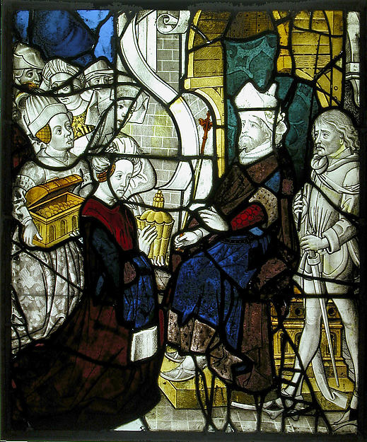 Glass Panel with Solomon Receiving The Queen of Sheba by Anonymous