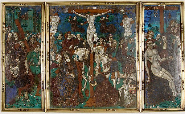 Triptych with The Way to Calvary, Crucifixion, and Descent from the Cross by Jean Pénicaud I, The Metropolitan Museum of Art