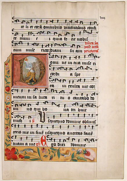 Initial D with King David, from a Cistercian Gradual by an unrecorded maker, The Metropolitan Museum of Art
