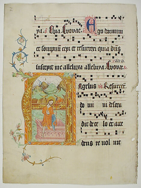 Manuscript Leaf with Initial A, from a Gradual by an unrecorded maker, The Metropolitan Museum of Art