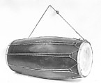 Dholika, Teak wood, cord, hide, brass, Indian
