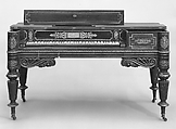 Square Piano, Loud & Brothers (American), Mahogany and rosewood veneer case, satinwood interior, decorated with gilt borders and floral, acanthus, and scroll work., American Philadelphia