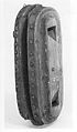 Stopped double pipe with bellows, Wood (red cear or spruce), leather, metal, resin, Native American (Northwest Coast)