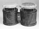 Bongo Drums, Pearl Musical Instrument Company (?) Japanese, Wood, metal, paint, Japanese