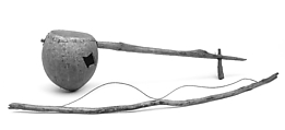 Single-string fiddle, Wood, gourd, leather, Cape Verdean