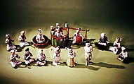 Saing Waing Ah-Pwe (figures of Burmese orch), Wood, paint, Burmese