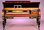 Square Piano, Loud & Brothers  American, Mahogany and rosewood veneer case, satinwood interior, decorated with gilt borders and floral, acanthus, and scroll work., American Philadelphia