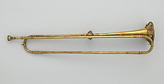 Natural Trumpet in D, Andreas Naeplaesnigg (Germany, active Jettingen ca. 1790), Brass, colored rock, German