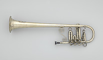 Over-the-Shoulder Soprano Horn in E-flat, John F. Stratton (American), Nickel-silver, American