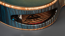 "Spring" from "The Four Seasons" (serial number 201), John Monteleone (American, Islip, New York born 1947), Red-tiger maple, Tyrolean spruce, Macassar ebony, curly red maple, mother-of-pearl, red abalone shell, turquoise, diamond, gold plating, blue nitro-cellulose lacquer finish, American