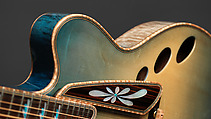 "Spring" from "The Four Seasons" (serial number 201), John Monteleone (American, Islip, New York born 1947), Red-tiger maple, Tyrolean spruce, Macassar ebony, curly red maple, mother-of-pearl, red abalone shell, turquoise, diamond, gold plating, blue nitro-cellulose lacquer finish, American