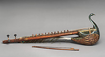 Taūs (mayuri), Wood, vellum, string, horsehair, feather, Indian