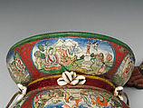 Damaru, Wood, skin, cloth, shell, Tibetan