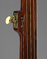 Fretless banjo with baluster-back neck, Various woods, metal hardware, bone knobs, calfskin head, calfgut strings, American