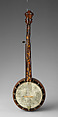 Banjo, Henry C. Dobson (American), Calfskin head, various woods, metal hardware, nylon strings, American