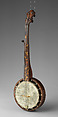 Banjo, Henry C. Dobson (American), Calfskin head, various woods, metal hardware, nylon strings, American