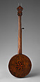 Banjo, Henry C. Dobson (American), Calfskin head, various woods, metal hardware, nylon strings, American
