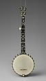 “Lady Stewart #3” 5-string banjo, Samuel Swain Stewart  American, Calfskin head, various woods (including ebony), metal hardware and cladding over rim, mother of pearl and abalone inlays, ebony fingerboard, nylon strings, ivory tuning pegs, ivory tail piece ornament and ebony nut, American