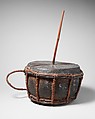 Friction Drum, Wood, hide, rattan, bamboo, feathers; stone, Tikar (Bamenda)