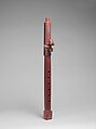 Courting flute (siyotanka), Red pipestone (catlinite), lead, Native-tanned leather, Native American (Sioux)