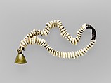 Bell Bracelet, Bronze, leather, shell, Baulé people