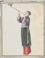 Watercolor of musician playing laba, Watercolor on paper, Chinese