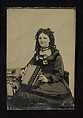 Woman Holding an Accordion tintype, Tintype, American