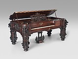Square Piano, Robert Nunns (British, (active United States) 1791–1869), Rosewood, mother-of-pearl, tortoiseshell, abalone, felt, metal, paint, gilding, American