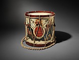 Side drum, Henry H. Prentiss (American, Roxbury, Massachusetts 1801–1860 Boston), Wood with paint, rope, leather, skin, American