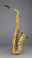Alto saxophone, E-flat, C.G. Conn Ltd., Gold plated brass, mother-of-pearl, clear-glass jewels