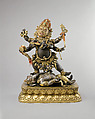 Six-armed Mahakala, Gilt copper alloy with semi-precious stones, Mongolia