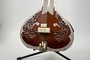 Sitar, Rikhi Ram Music Instrument Manufacturing (Indian, est. 1920), Toon and/or teak wood, gourd, metal, plastic