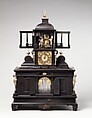 Musical Clock with Spinet and Organ, Veit Langenbucher (1587–1631), Ebony, gliding, brass, silver gilt, gilt brass, iron, various wood and metals, wire, parchment and leather, German