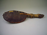 Gus-da-wa-sa (turtle rattle), Turtle shell, wood, leather, cherry pits?, Native American (Iroquois)