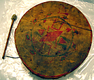 Frame Drum, Wood, skin, feather, Native American (Apache)