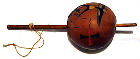 Rattle, Gourd, wood, glass pellets, Native American (Arapaho)