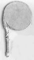 Disc Rattle, Wood, skin (deer?), pebble, polychome, cord, Native American (Siouan, Dakota probably)
