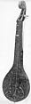 Lute, Wood, sinew, polychrome, Native American (Yakutat)