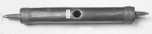 Reed Pipe, wood (red cedar or spruce), spruce root, Native American (Skittagetan, Haida probably)