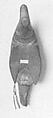 Rattle, Probably Nootka, Wood (cedar or spruce), cord, pebbles?, metal, Native American (Nootka)