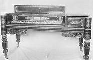 Square Piano, Loud & Brothers (American), Mahogany and rosewood veneer case, satinwood interior, decorated with gilt borders and floral, acanthus, and scroll work., American Philadelphia