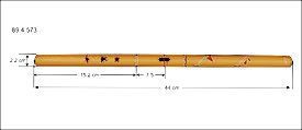 Mystery Flute (Tohono O'odham style), Cane, red and blue stain, Native American (Apache)