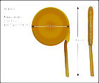 Disc Rattle, Wood, skin (deer?), pebble, polychome, cord, Native American (Siouan, Dakota probably)