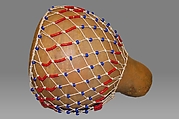 Axatse, Gourd, plastic beads, cord, Nigerian, possibly